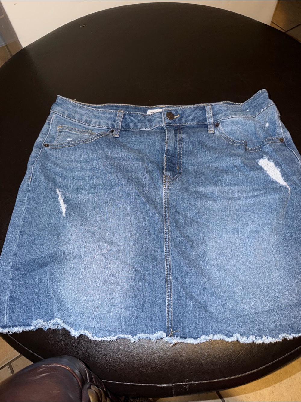 Marc New York Light Blue Distressed Denim Mini Skirt